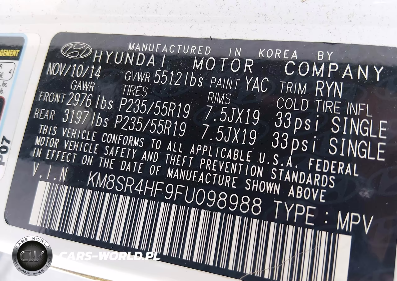 2015 Hyundai Santa Fe Limited VIN:KM8SR4HF9FU098988 - 9
