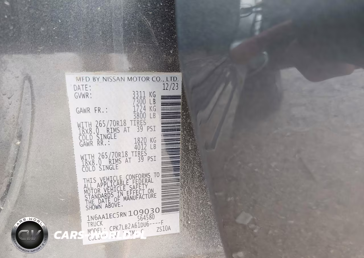 2024 Nissan Titan Sv 4X4 VIN:1N6AA1EC5RN109030 - 9