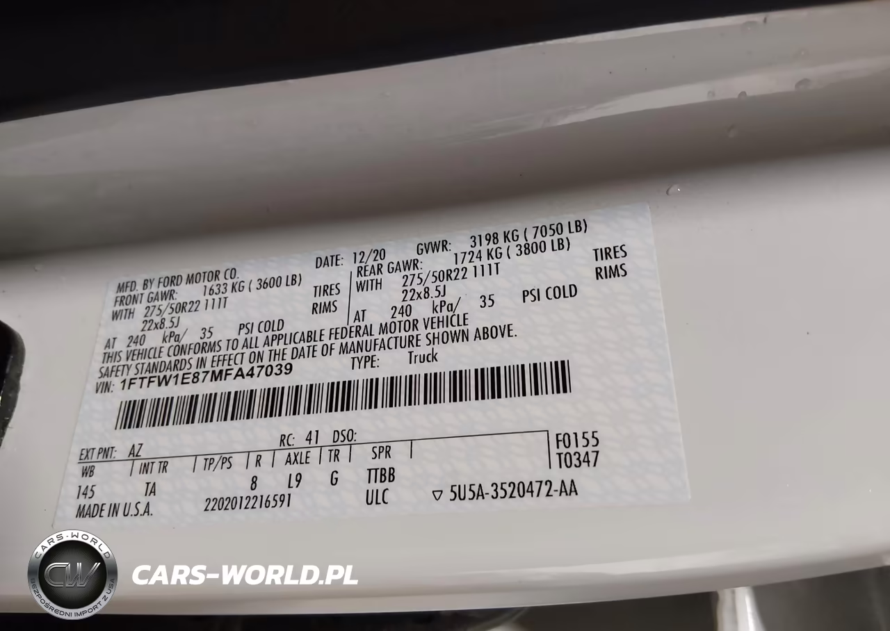 2021 Ford F-150 Limited VIN:1FTFW1E87MFA47039 - 9