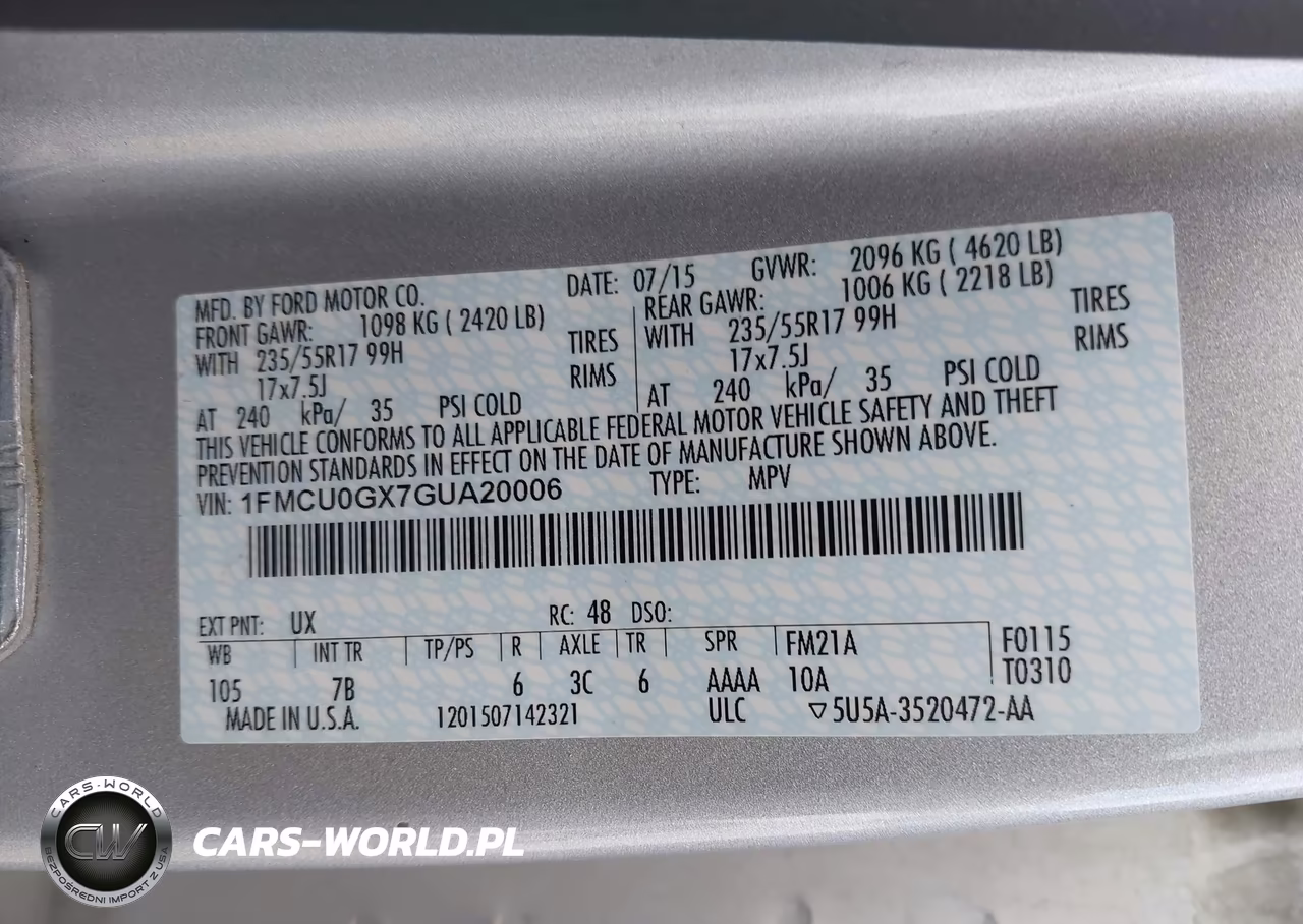 2016 Ford Escape Se VIN:1FMCU0GX7GUA20006 - 9