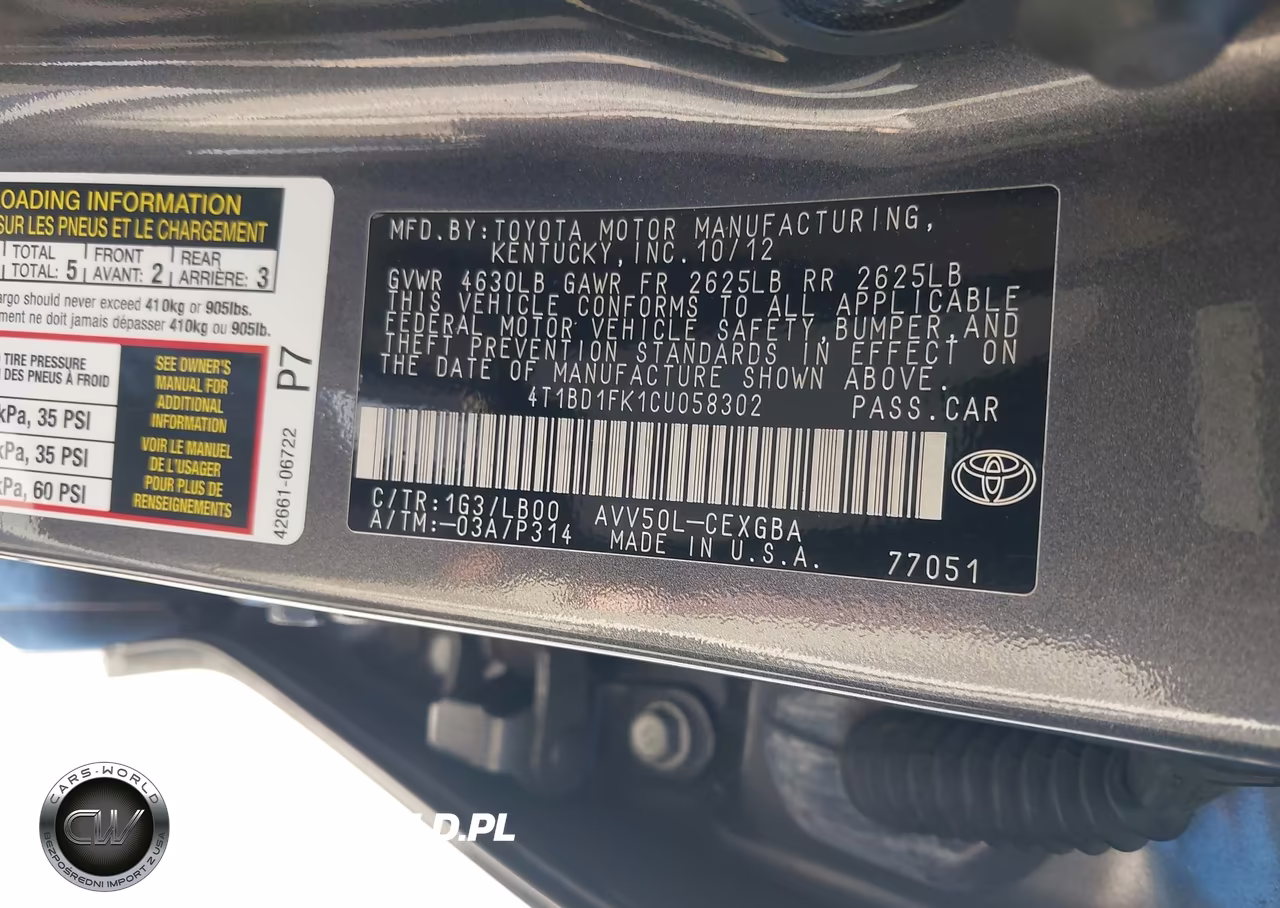 2012 Toyota Camry Hybrid Xle VIN:4T1BD1FK1CU058302 - 9