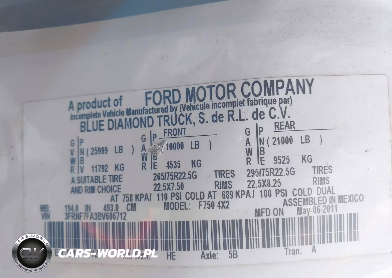 2011 Ford F-750 Xl-Xlt VIN:3FRNF7FA3BV606712 - 9