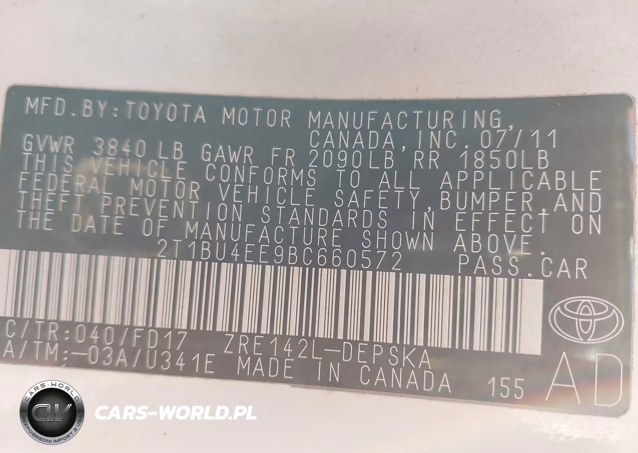 2011 Toyota Corolla S VIN:2T1BU4EE9BC660572 - 9