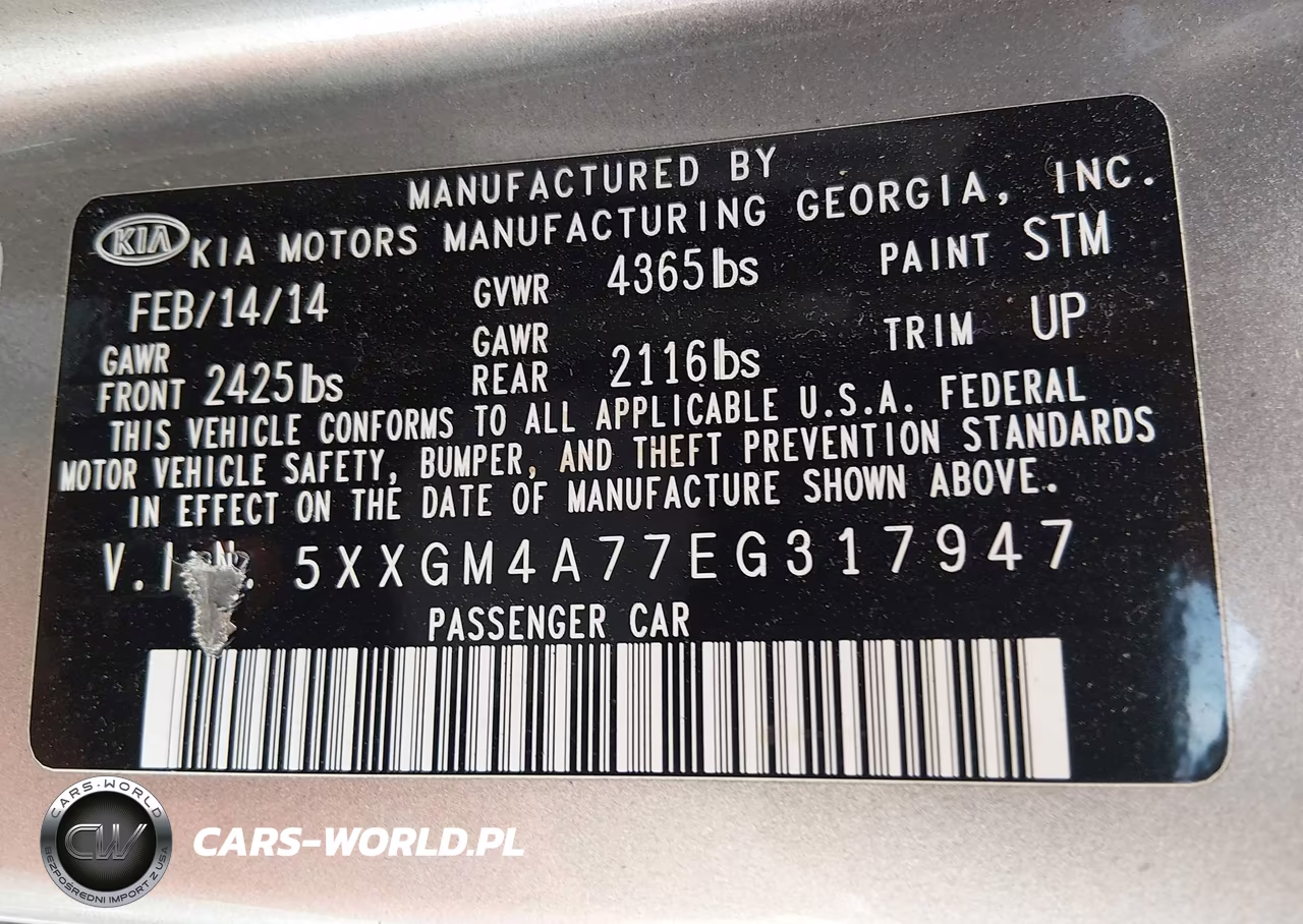 2014 Kia Optima Lx VIN:5XXGM4A77EG317947 - 9