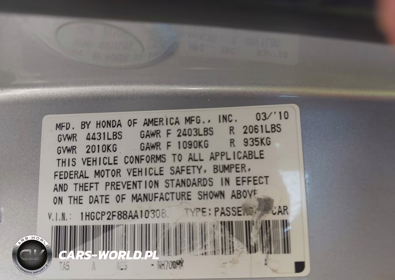 2010 Honda Accord 2.4 Ex-L VIN:1HGCP2F88AA103083 - 9
