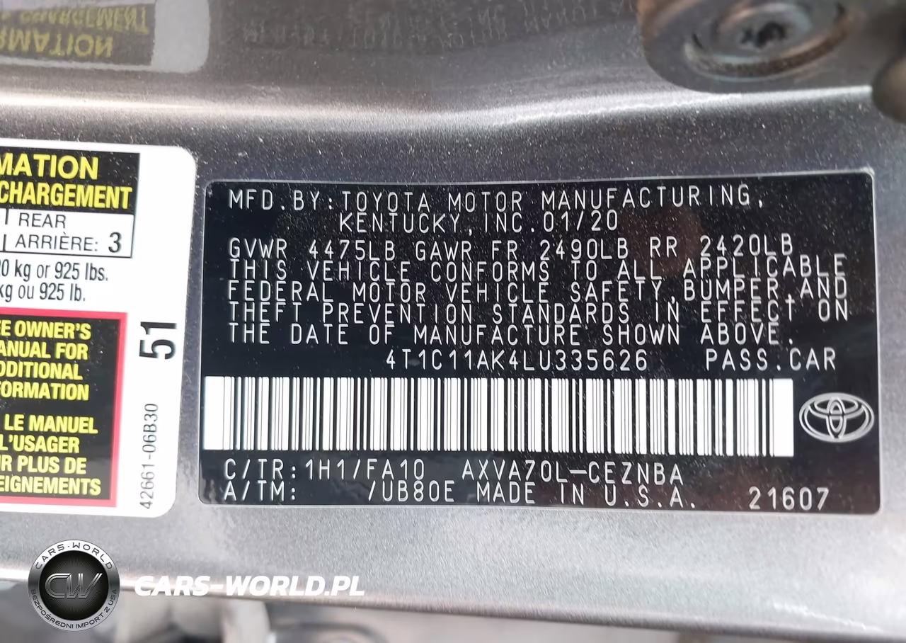 2020 Toyota Camry Le VIN:4T1C11AK4LU335626 - 9