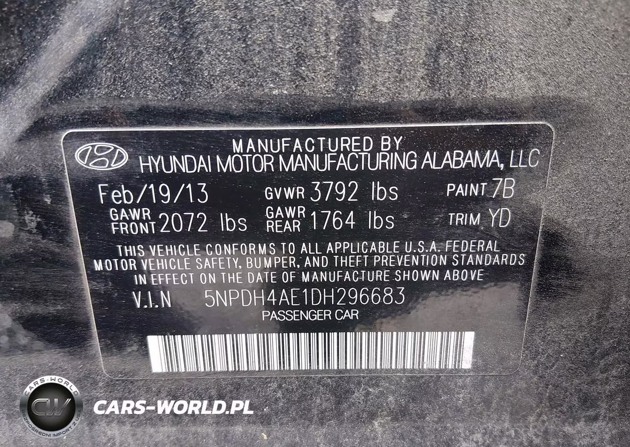 2013 Hyundai Elantra Gls VIN:5NPDH4AE1DH296683 - 9