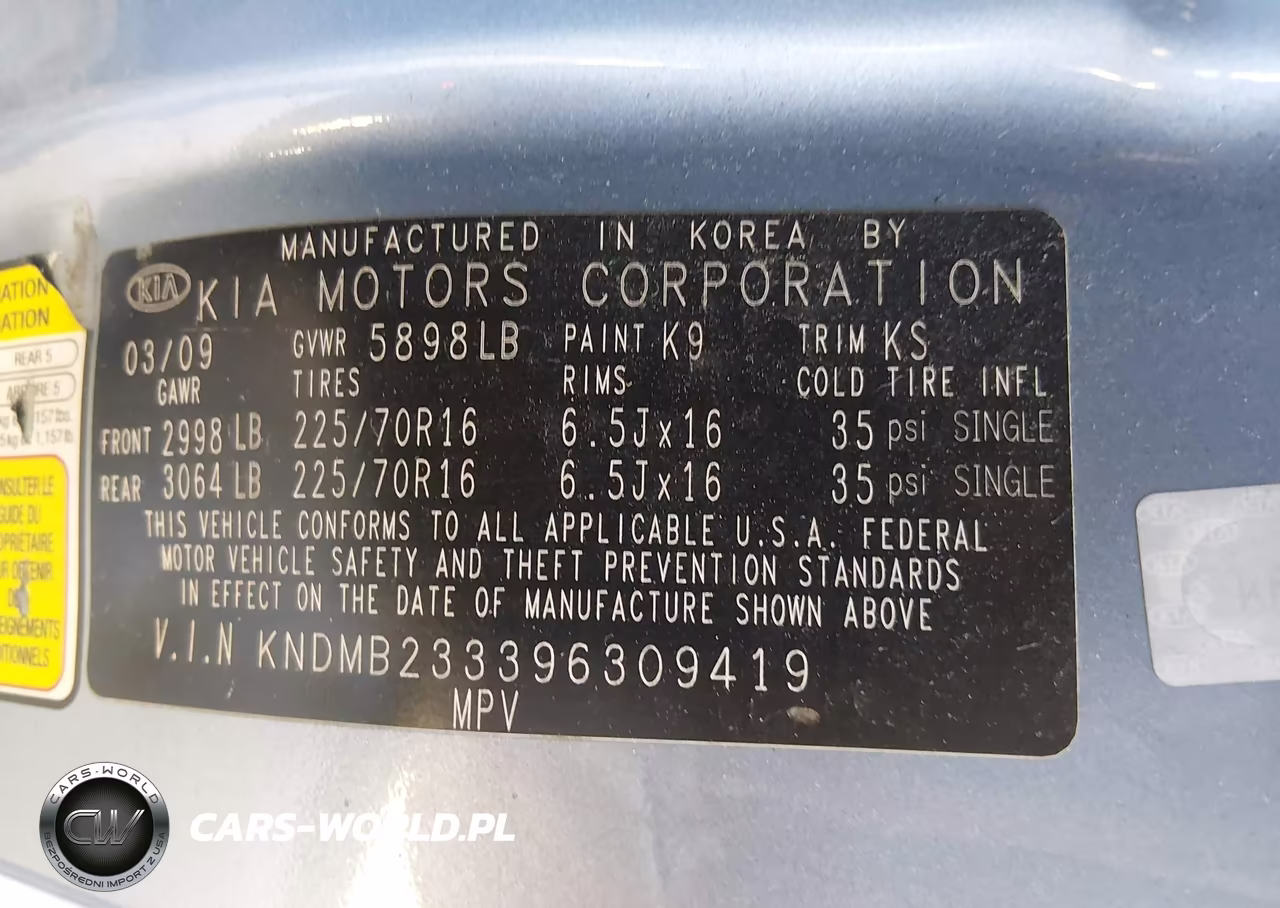 2009 Kia Sedona Lx VIN:KNDMB233396309419 - 9