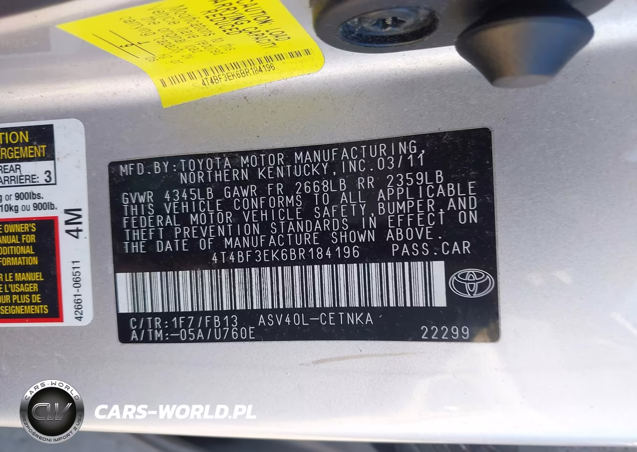 2011 Toyota Camry Le VIN:4T4BF3EK6BR184196 - 9