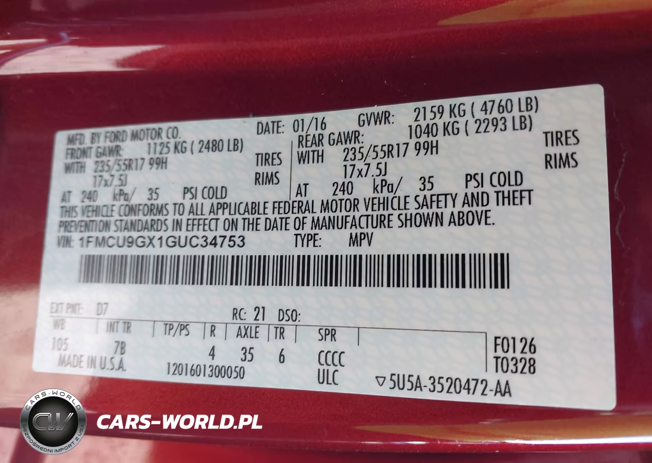 2016 Ford Escape Se VIN:1FMCU9GX1GUC34753 - 9