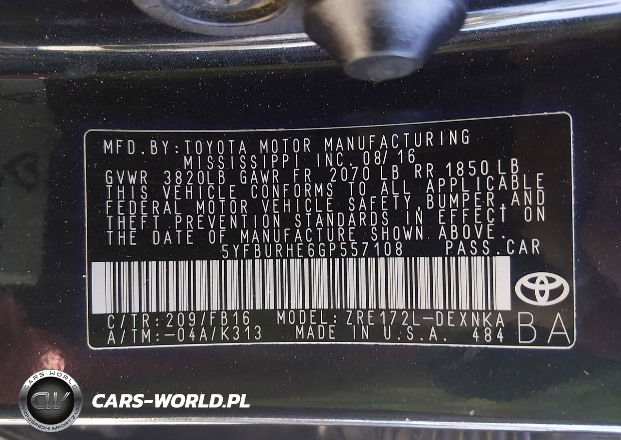2016 Toyota Corolla Le VIN:5YFBURHE6GP557108 - 9