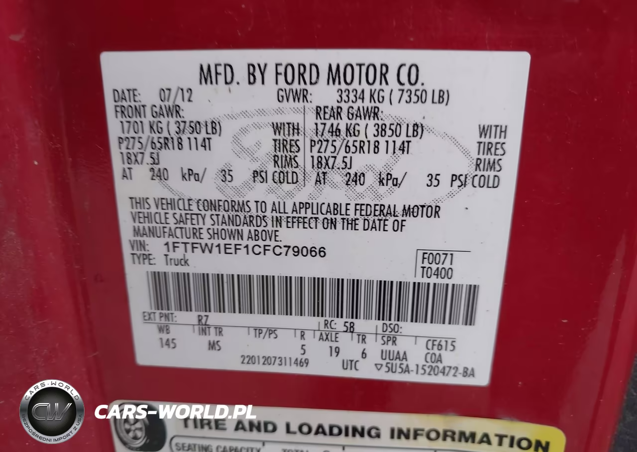 2012 Ford F-150 Xlt VIN:1FTFW1EF1CFC79066 - 9