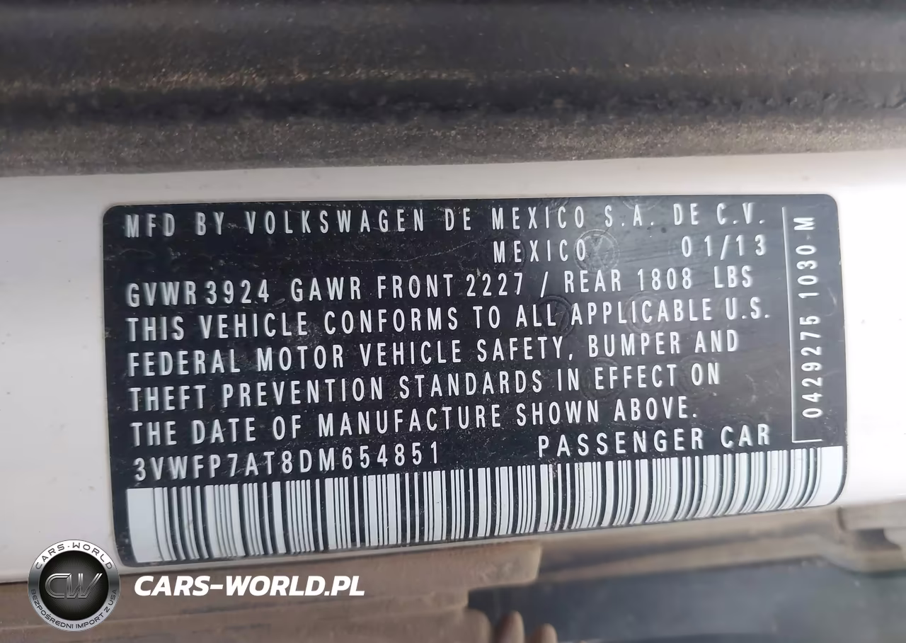 2013 Volkswagen Beetle 2.5L Entry VIN:3VWFP7AT8DM654851 - 9