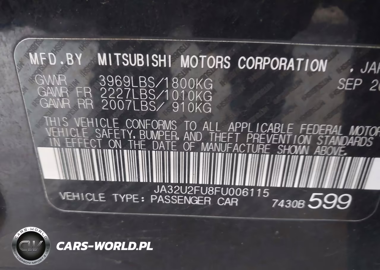 2015 Mitsubishi Lancer Es VIN:JA32U2FU8FU006115 - 9