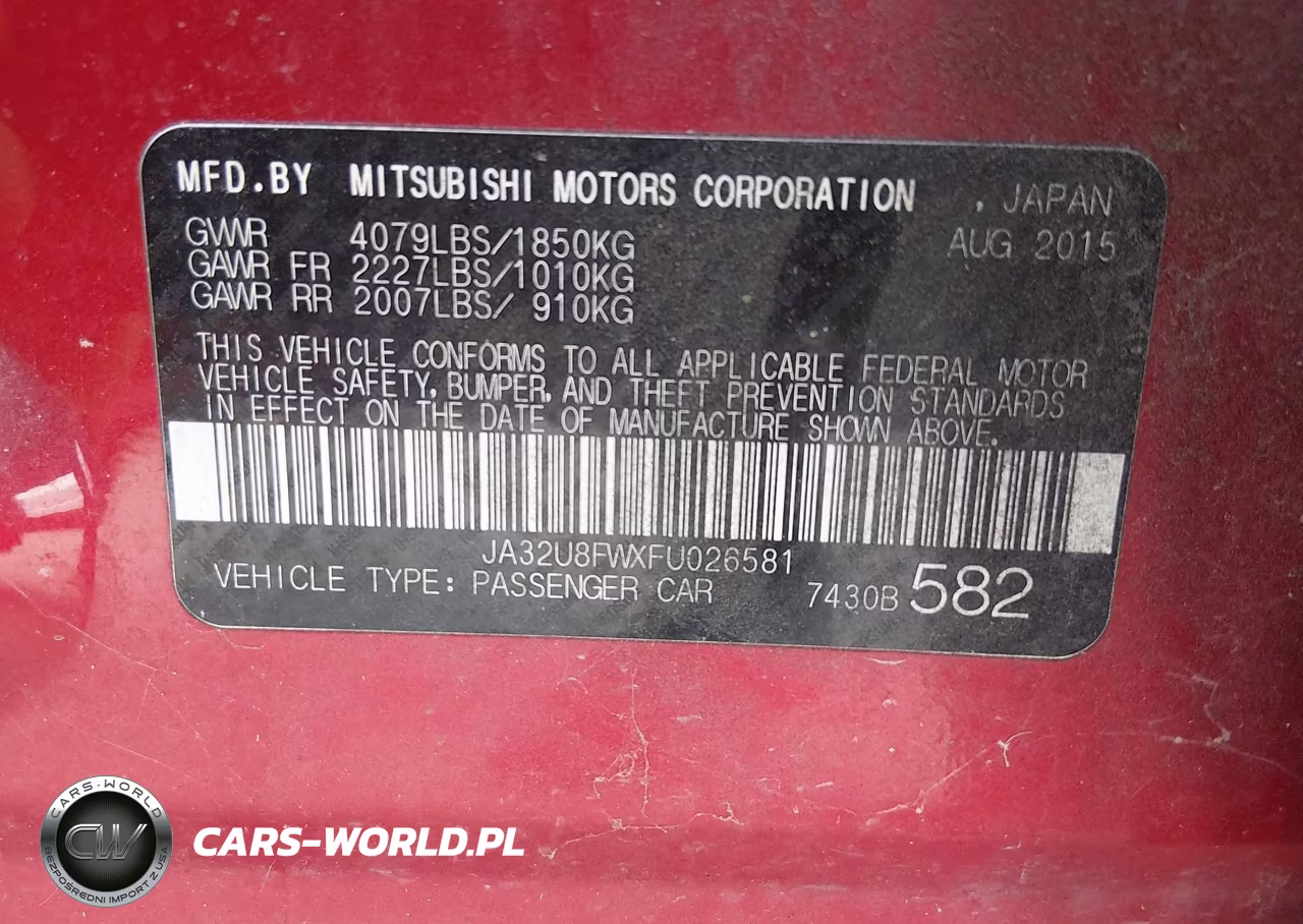 2015 Mitsubishi Lancer Gt VIN:JA32U8FWXFU026581 - 9
