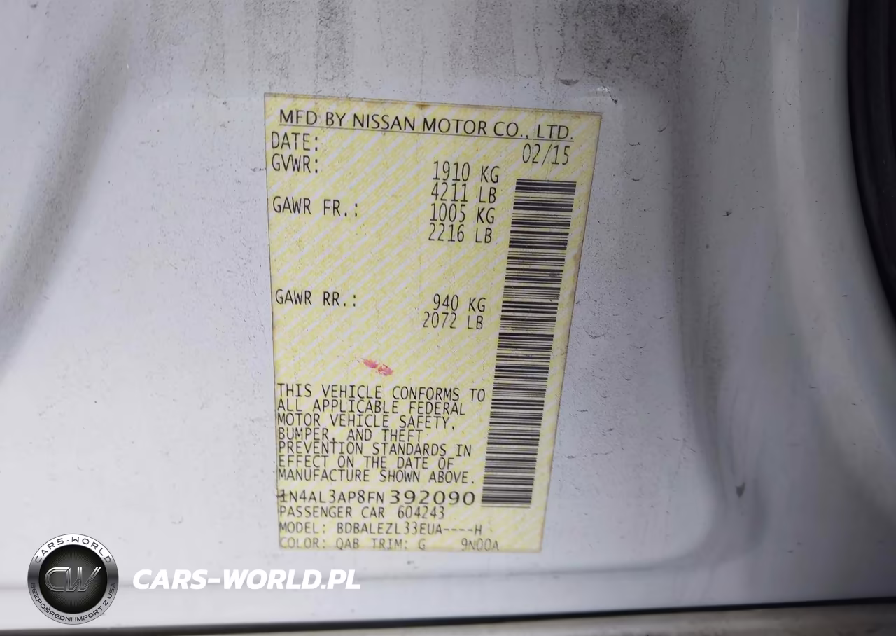 2015 Nissan Altima 2.5 S VIN:1N4AL3AP8FN392090 - 9