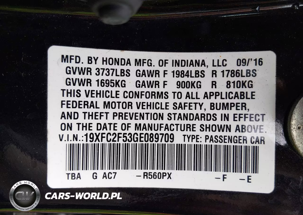 2016 Honda Civic Lx VIN:19XFC2F53GE089709 - 9