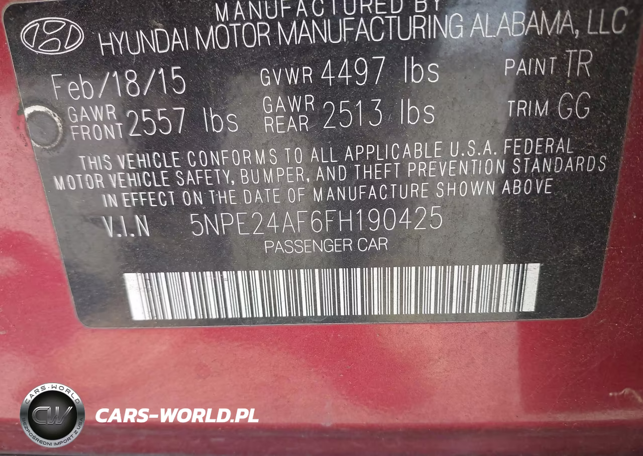 2015 Hyundai Sonata Se VIN:5NPE24AF6FH190425 - 9