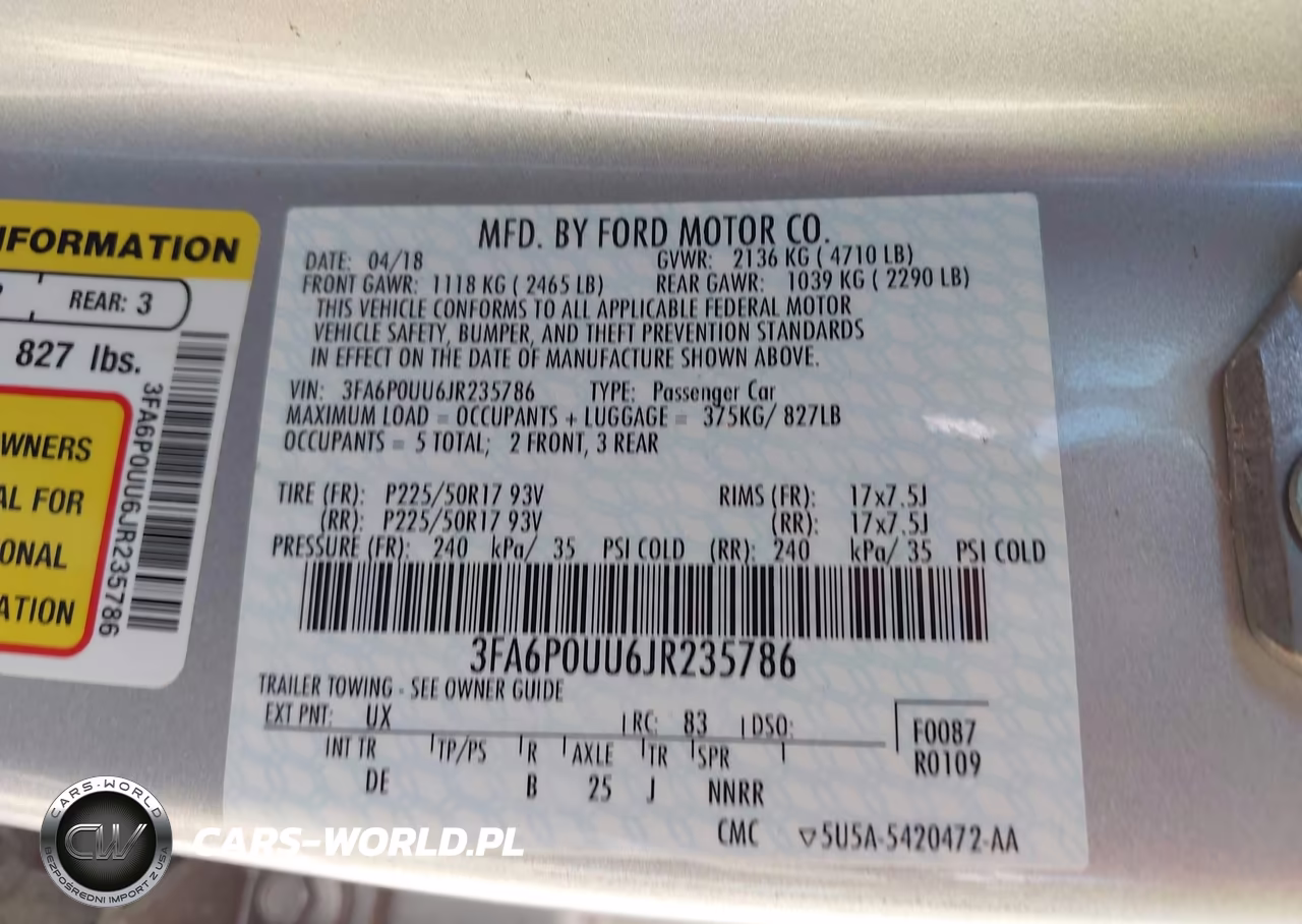 2018 Ford Fusion Hybrid S VIN:3FA6P0UU6JR235786 - 9