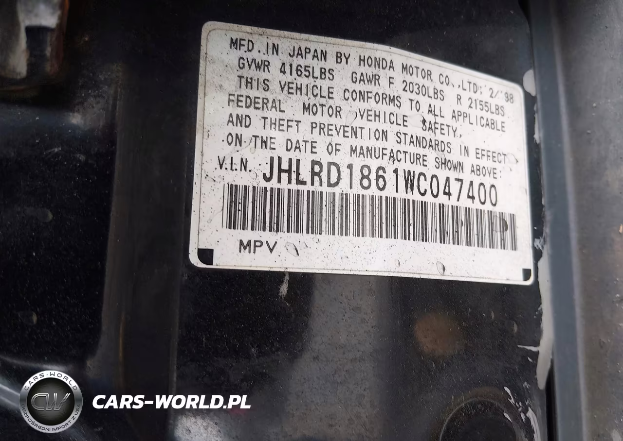1998 Honda Cr-V Ex VIN:JHLRD1861WC047400 - 9