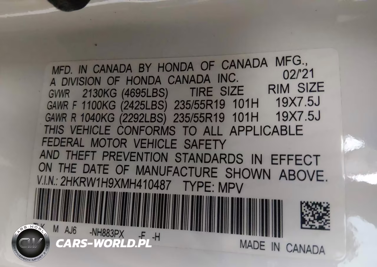 2021 Honda Cr-V 2Wd Touring VIN:2HKRW1H9XMH410487 - 9
