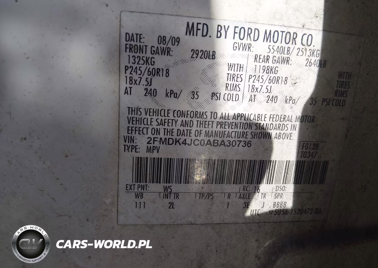 2010 Ford Edge Sel VIN:2FMDK4JC0ABA30736 - 9