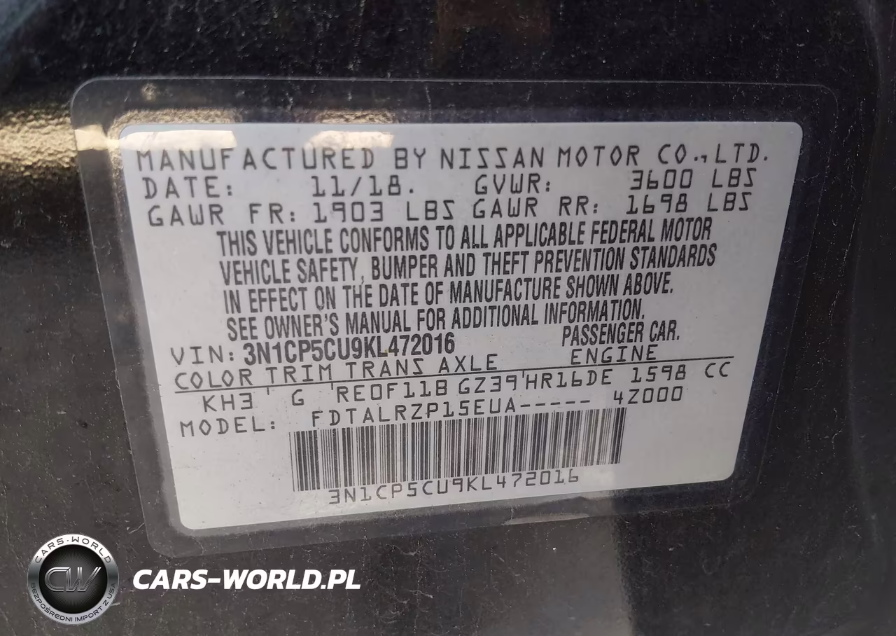 2019 Nissan Kicks S VIN:3N1CP5CU9KL472016 - 9