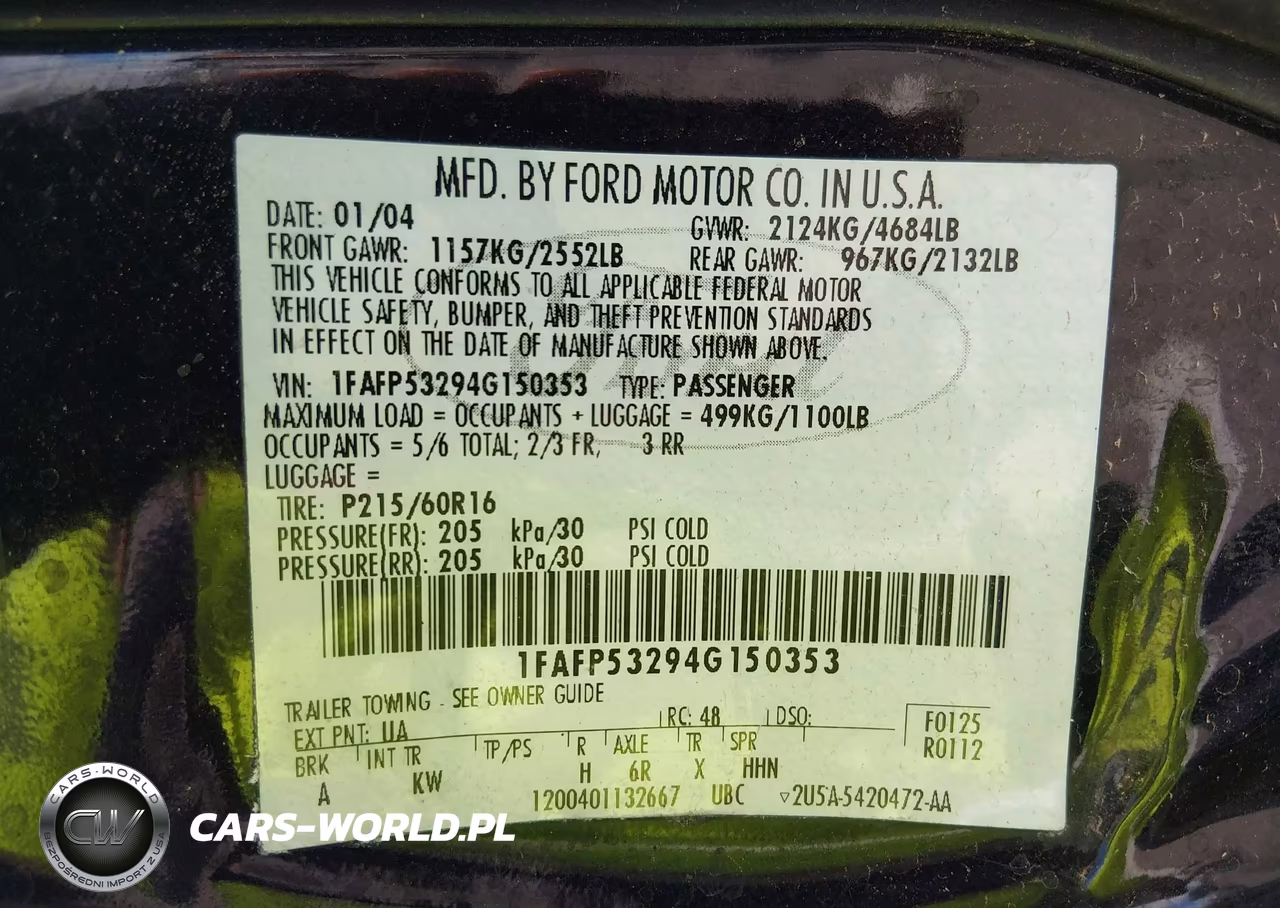 2004 Ford Taurus Se VIN:1FAFP53294G150353 - 9