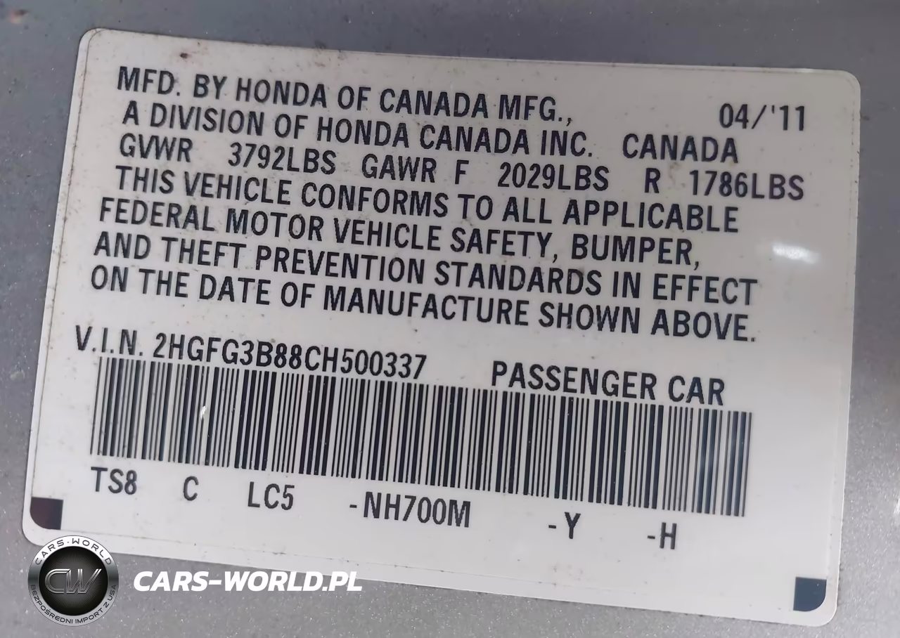 2012 Honda Civic Ex VIN:2HGFG3B88CH500337 - 9