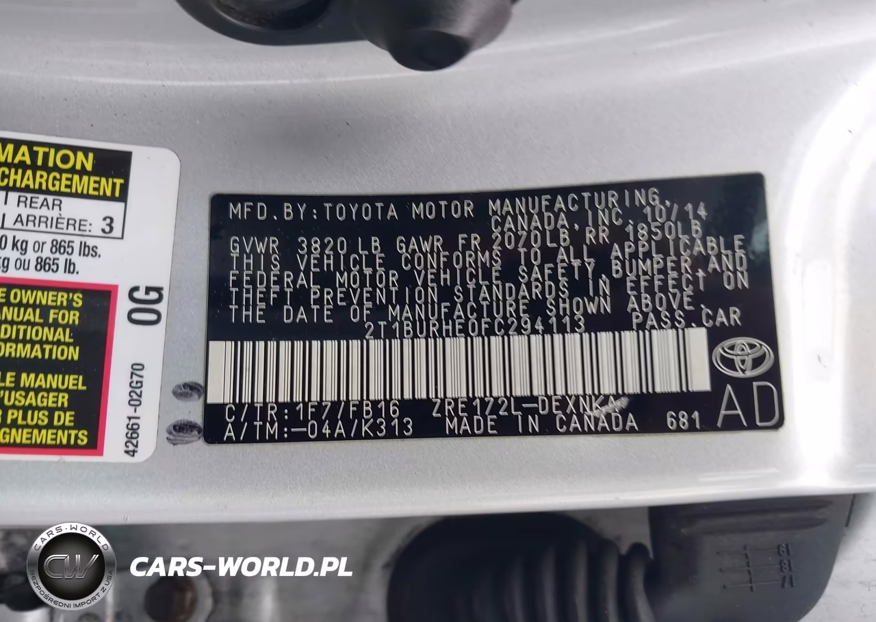 2015 Toyota Corolla Le VIN:2T1BURHE0FC294113 - 9