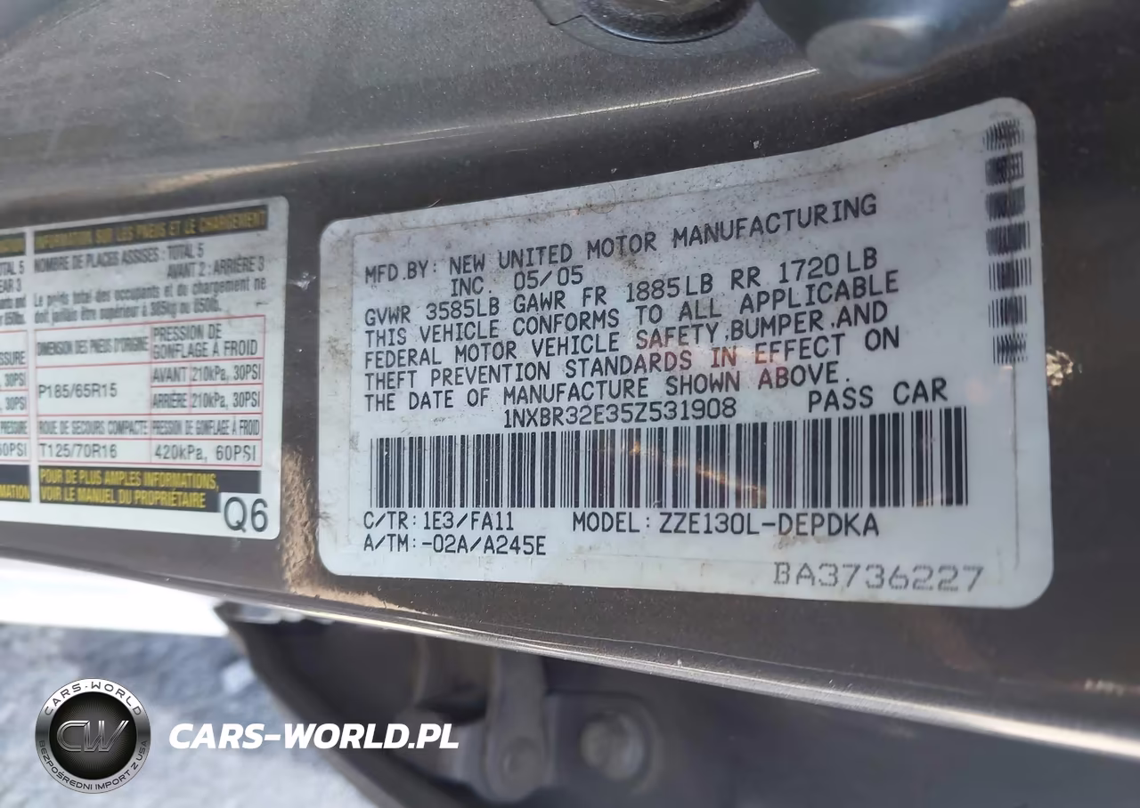 2005 Toyota Corolla Ce VIN:1NXBR32E35Z531908 - 9