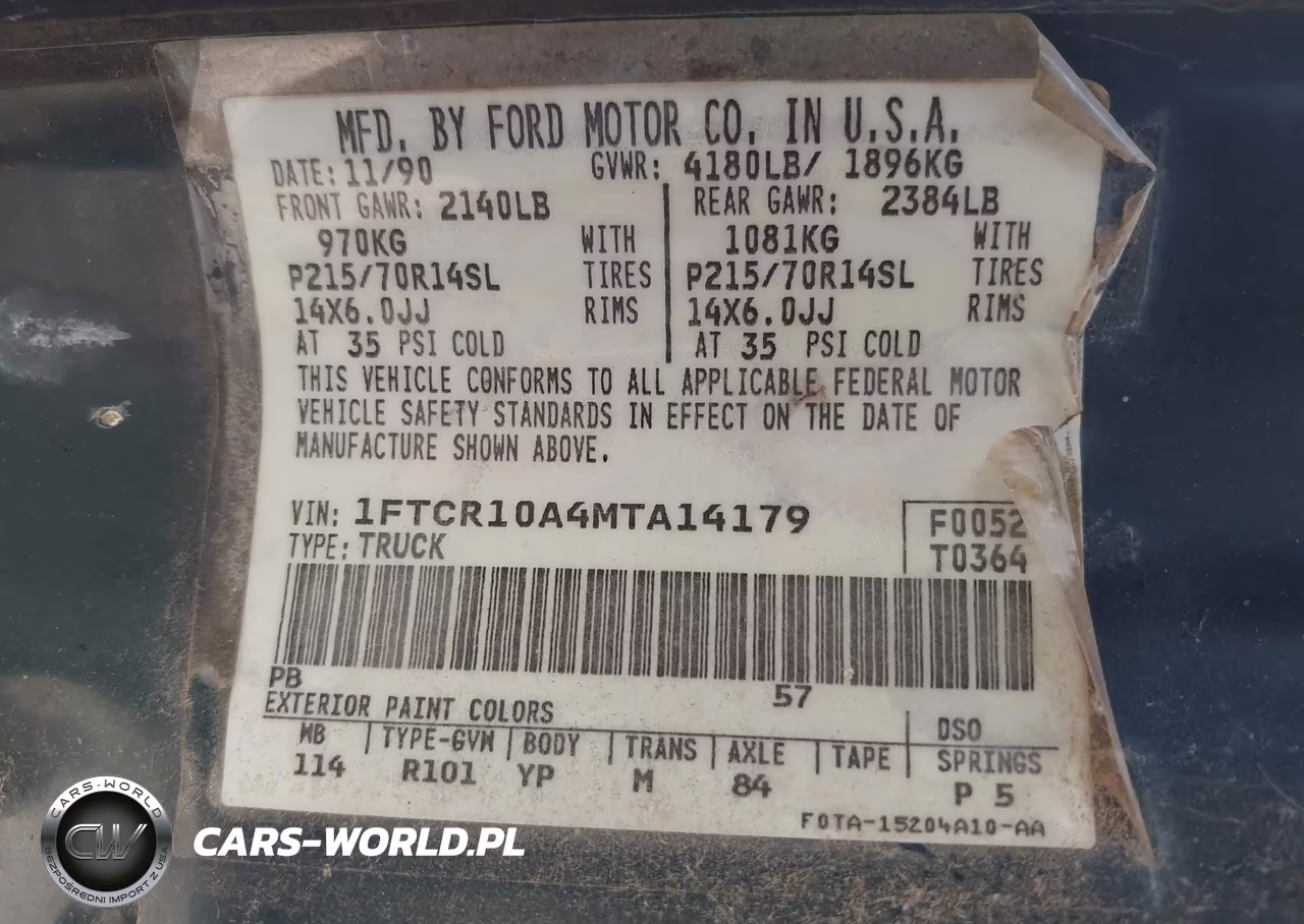 1991 Ford Ranger VIN:1FTCR10A4MTA14179 - 9
