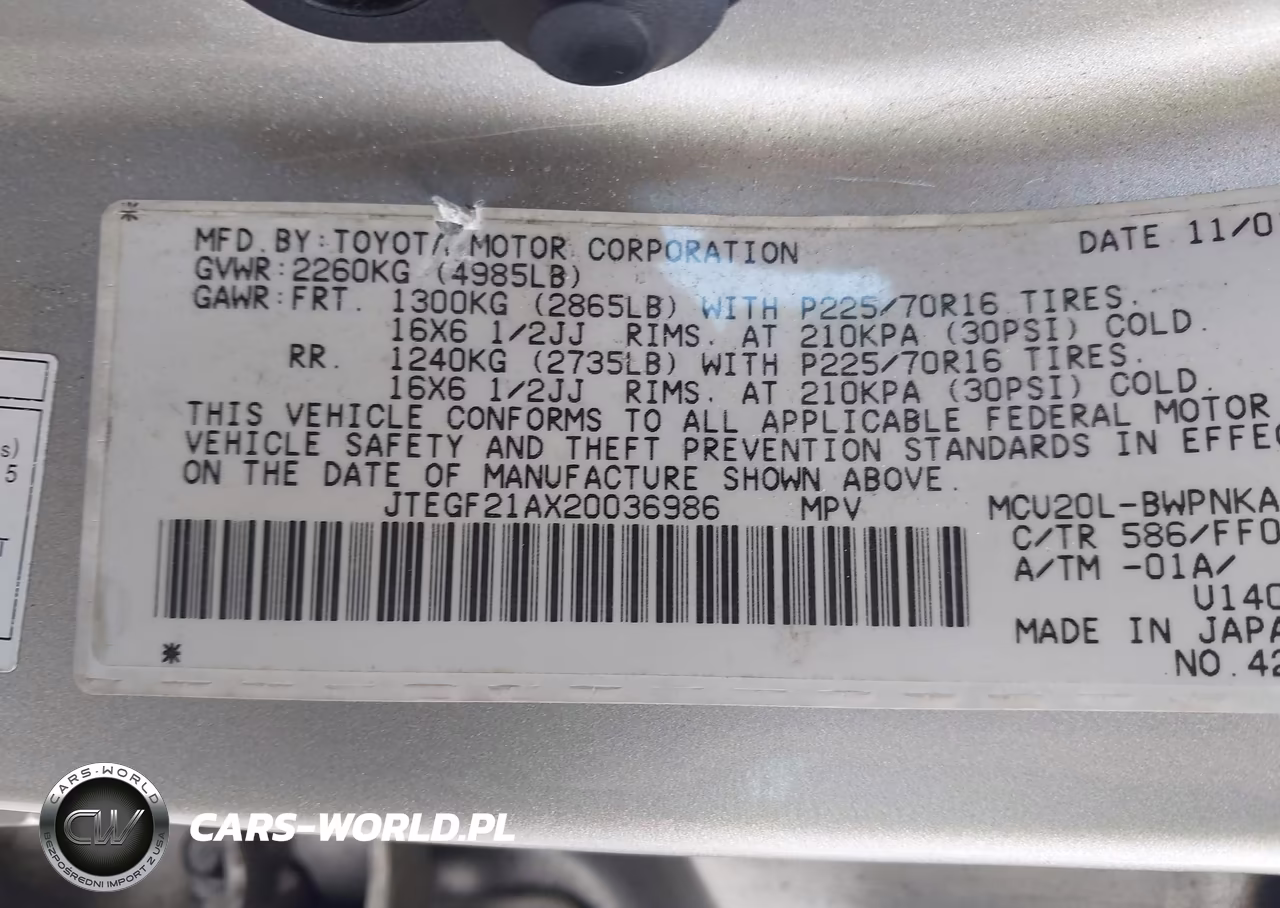 2002 Toyota Highlander Limited V6 VIN:JTEGF21AX20036986 - 9