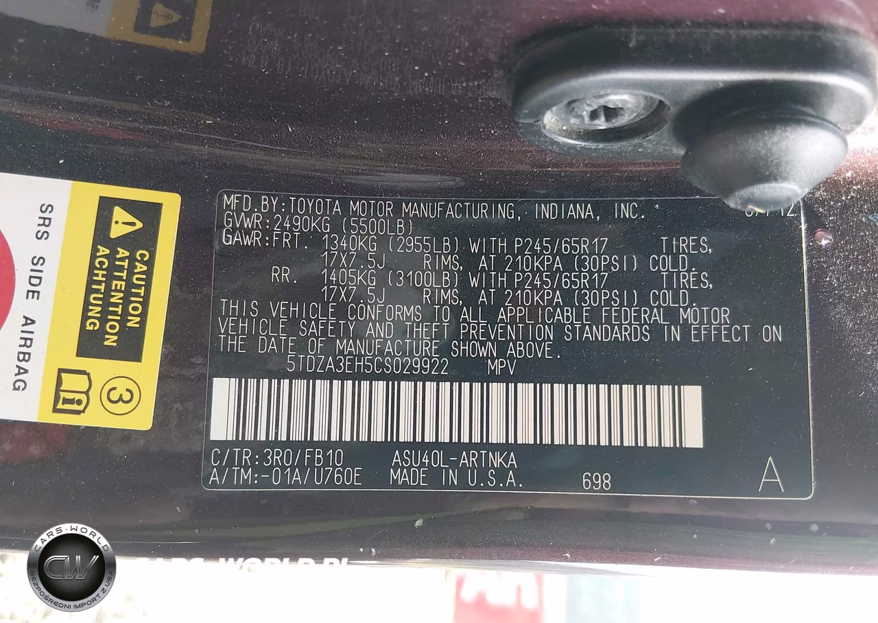2012 Toyota Highlander VIN:5TDZA3EH5CS029922 - 9
