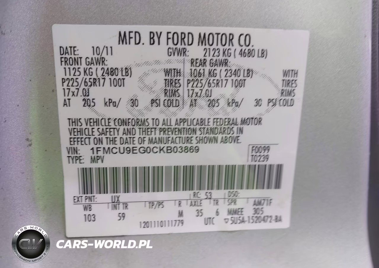 2012 Ford Escape Limited VIN:1FMCU9EG0CKB03869 - 9