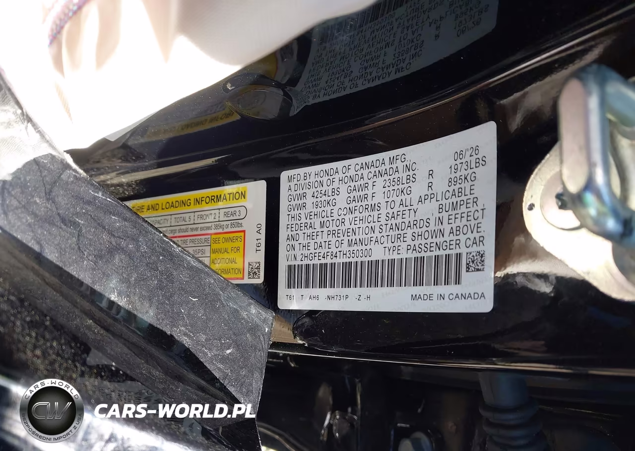 2026 Honda Civic Lx VIN:2HGFE2F24TH350300 - 9