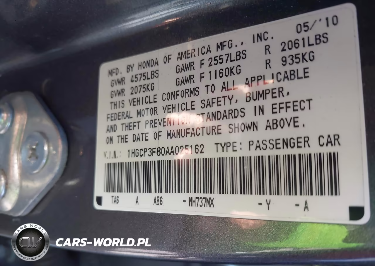 2010 Honda Accord 3.5 Ex-L VIN:1HGCP3F80AA025162 - 9