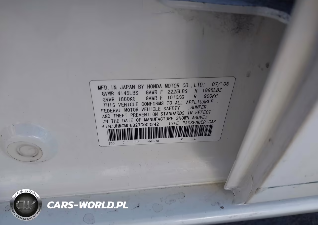 2007 Honda Accord 2.4 Ex VIN:JHMCM56827C003842 - 9