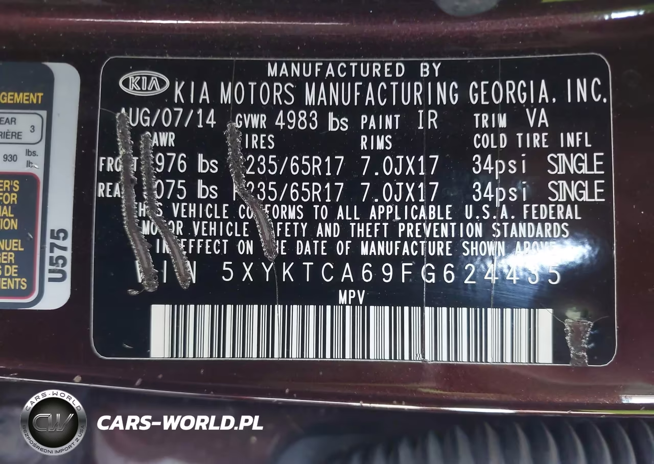 2015 Kia Sorento Lx VIN:5XYKTCA69FG624435 - 9
