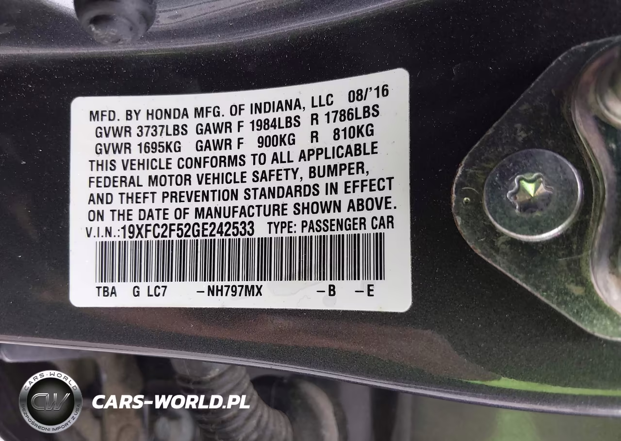 2016 Honda Civic Lx VIN:19XFC2F52GE242533 - 9