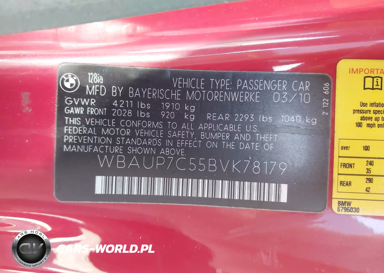 2011 BMW 1 Series 128I VIN:WBAUP7C55BVK78179 - 9