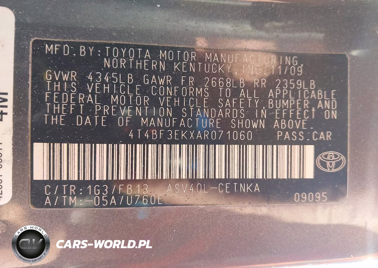 2010 Toyota Camry Le VIN:4T4BF3EKXAR071060 - 9