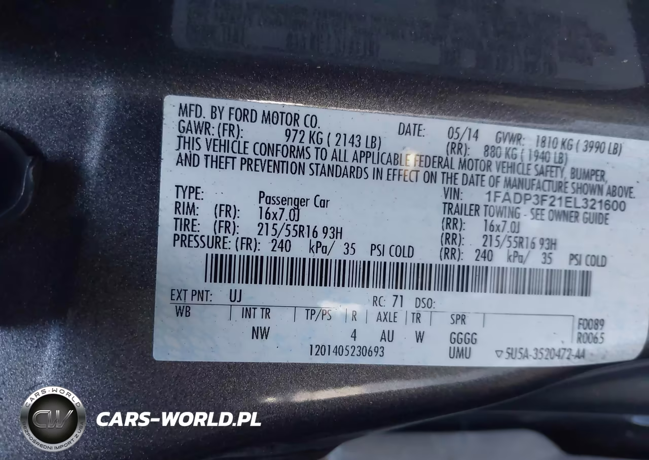 2014 Ford Focus Se VIN:1FADP3F21EL321600 - 9