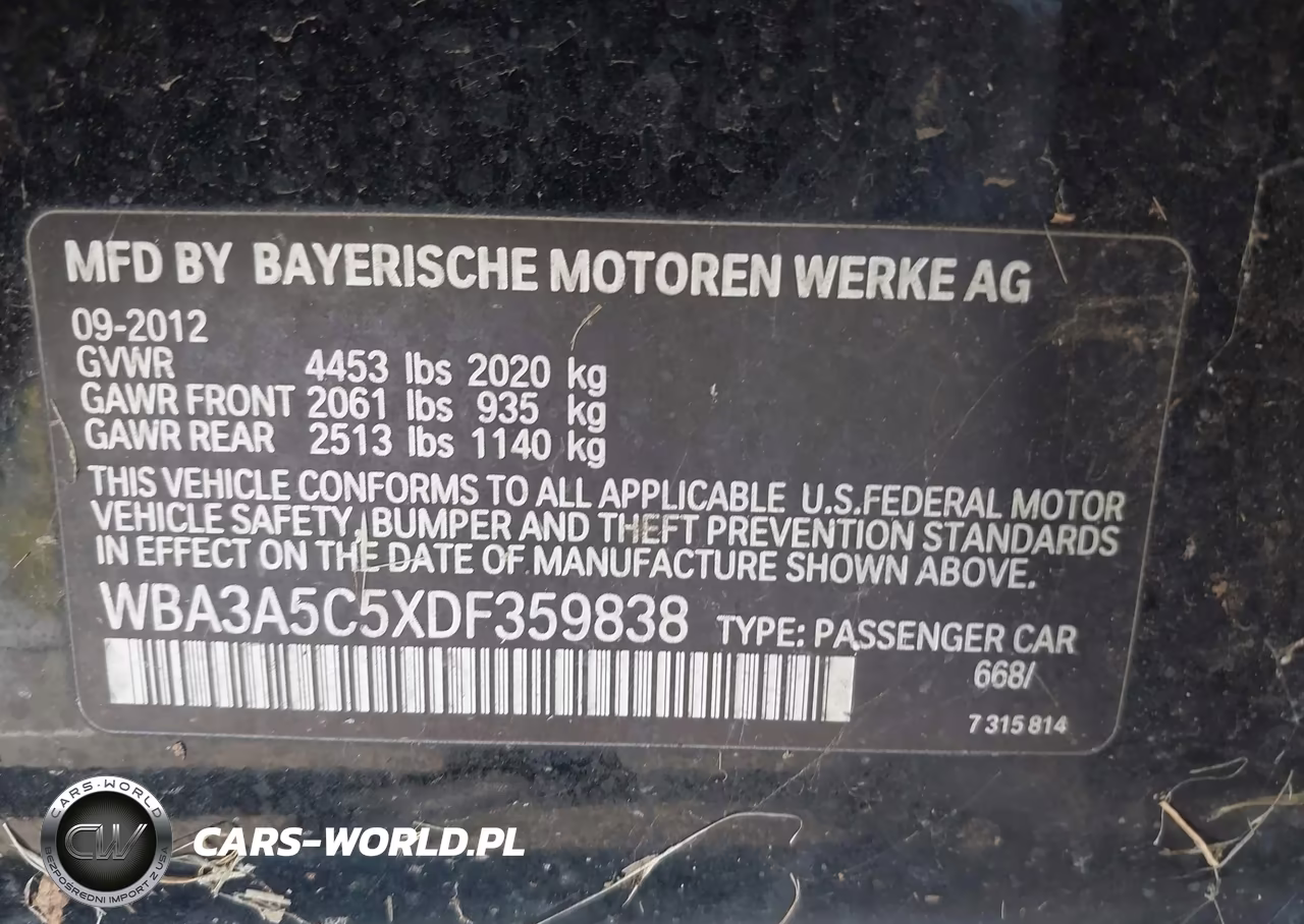 2013 BMW 3 Series 328I VIN:WBA3A5C5XDF359838 - 9