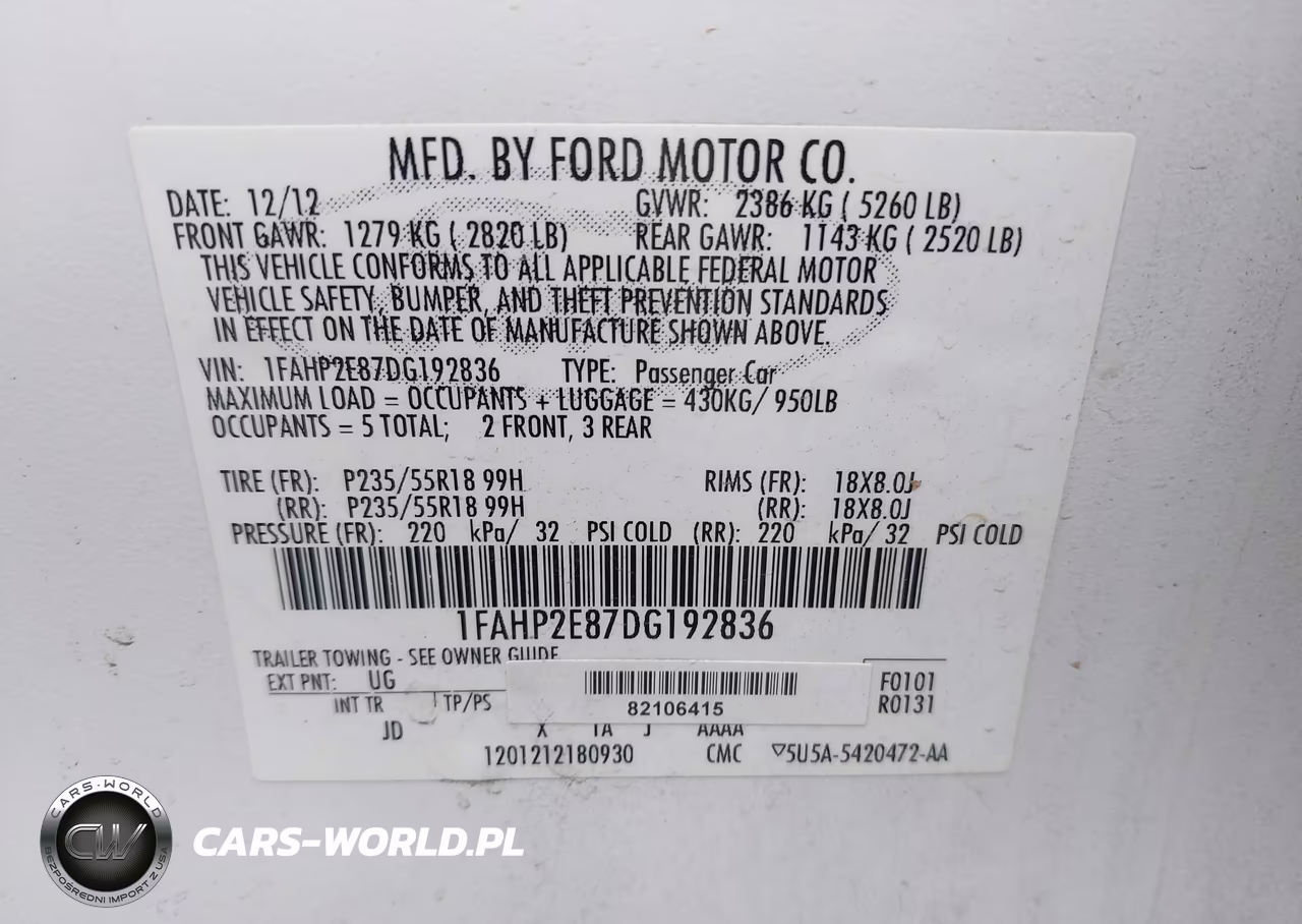 2013 Ford Taurus Sel VIN:1FAHP2E87DG192836 - 9
