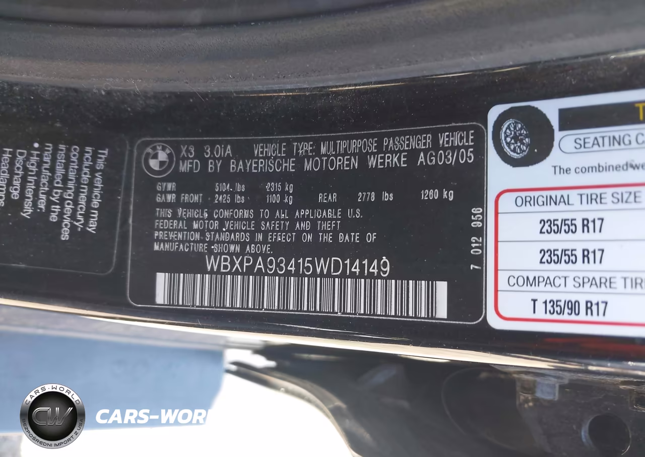 2005 BMW X3 3.0I VIN:WBXPA93415WD14149 - 9