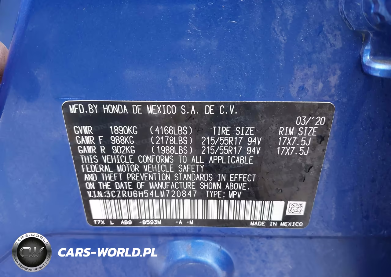 2020 Honda Hr-V Awd Ex VIN:3CZRU6H54LM720847 - 9