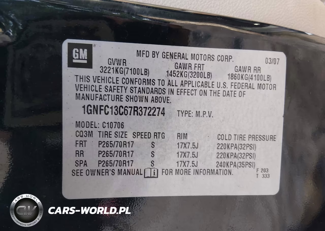 2007 Chevrolet Tahoe Ls VIN:1GNFC13C67R372274 - 9