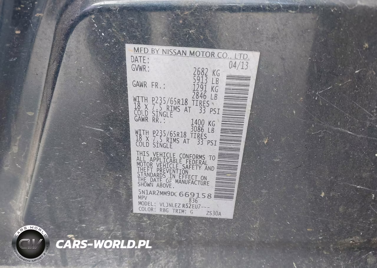 2013 Nissan Pathfinder Sv VIN:5N1AR2MM9DC669158 - 9