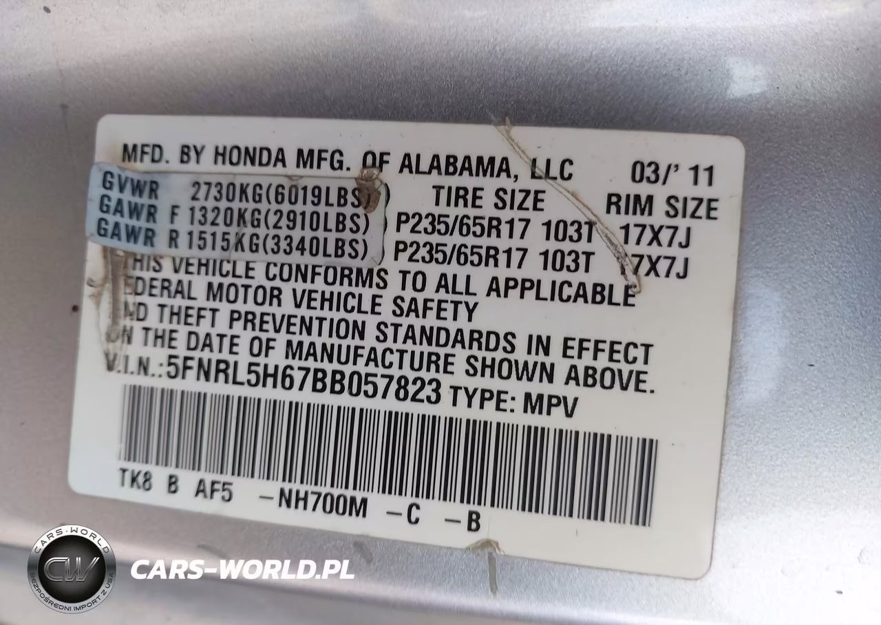 2011 Honda Odyssey Ex-L VIN:5FNRL5H67BB057823 - 9